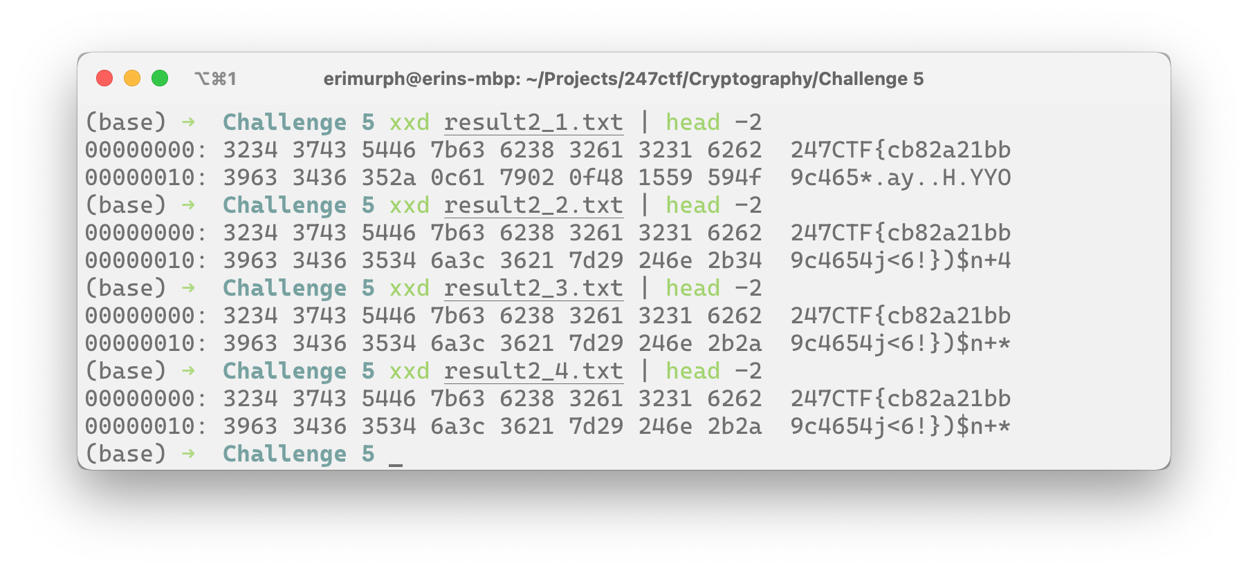 Hexdump of output files